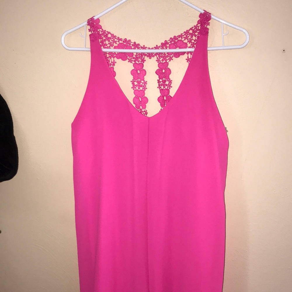 Pink Lace-Back Tank Dress